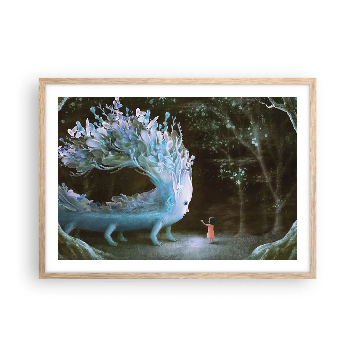 Affisch i ram av ljusek - Fantastiskt möte - 70x50 cm