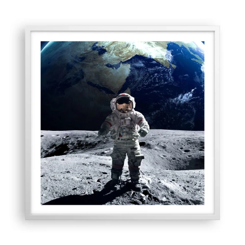 Affisch i vit ram - Hälsningar från månen - 60x60 cm