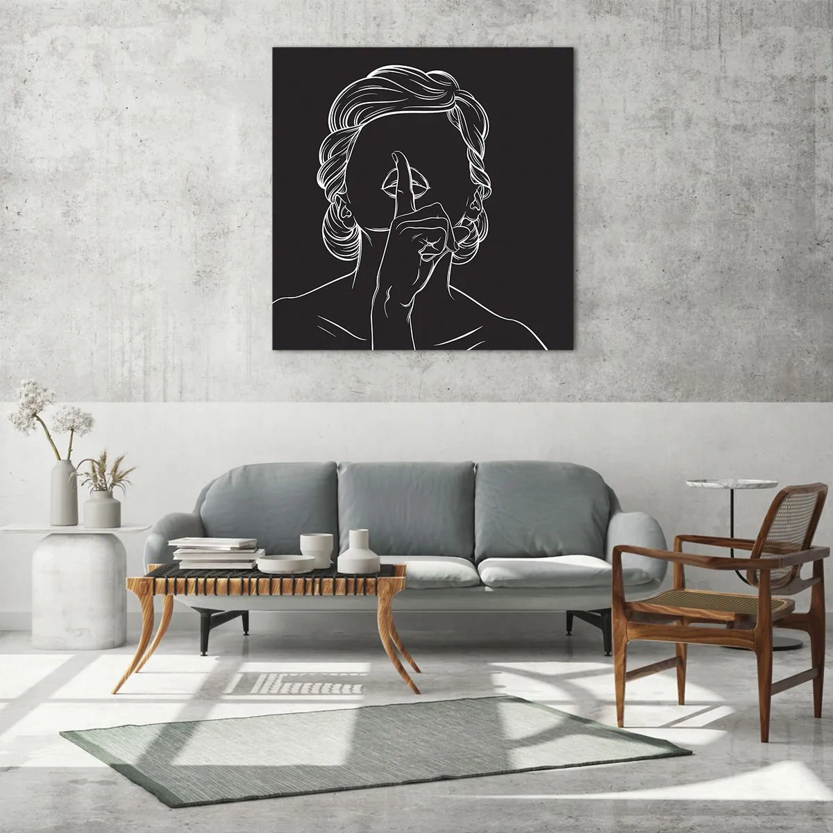 Glastavla - Bild på glas - Skönhet blommar i tystnad - 60x60 cm