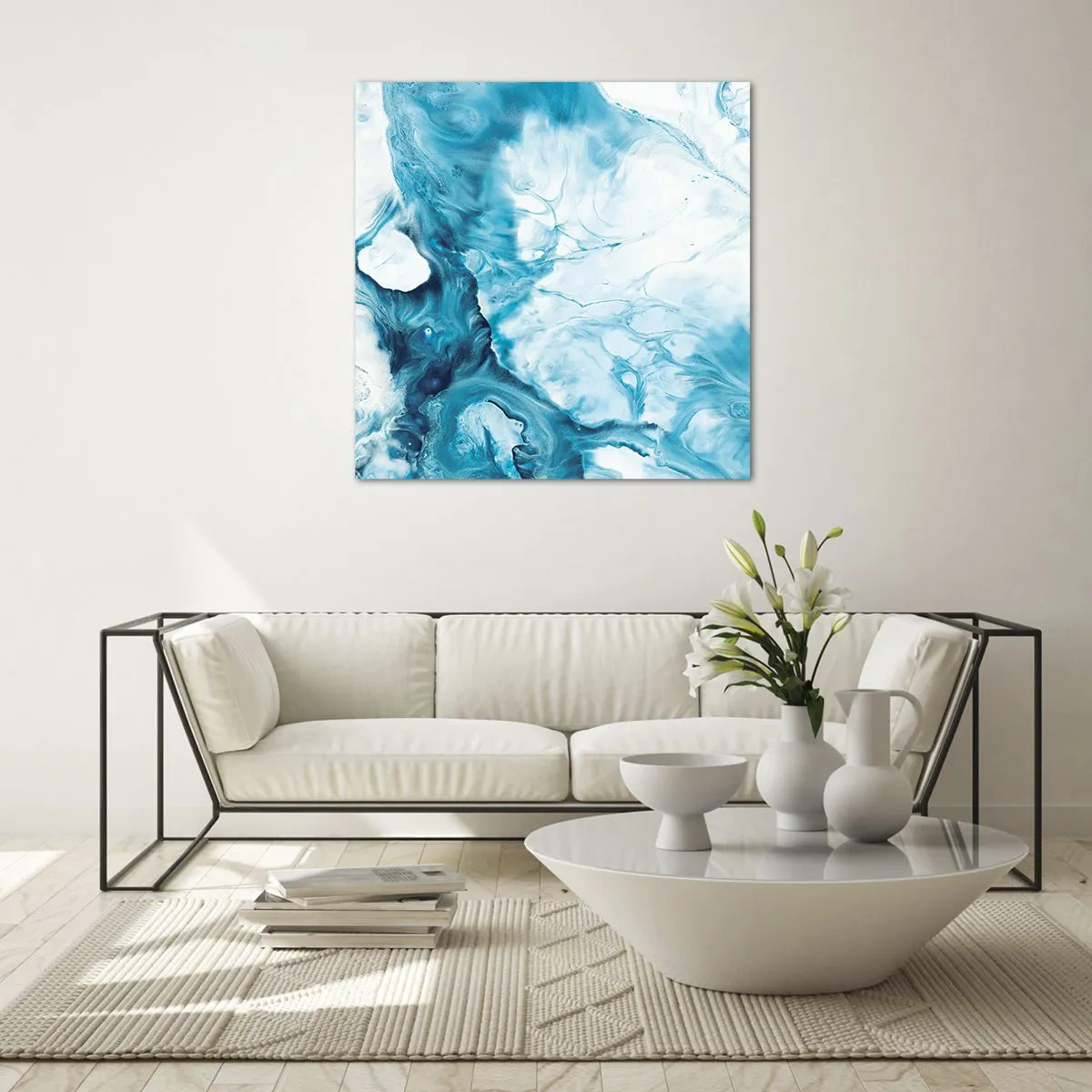 Glastavla - Bild på glas - Blåhetens konsert - 50x50 cm