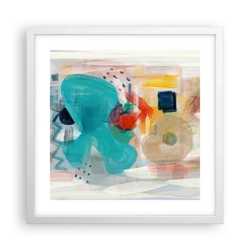 Affisch i vit ram - Ett färgglatt spel - 40x40 cm