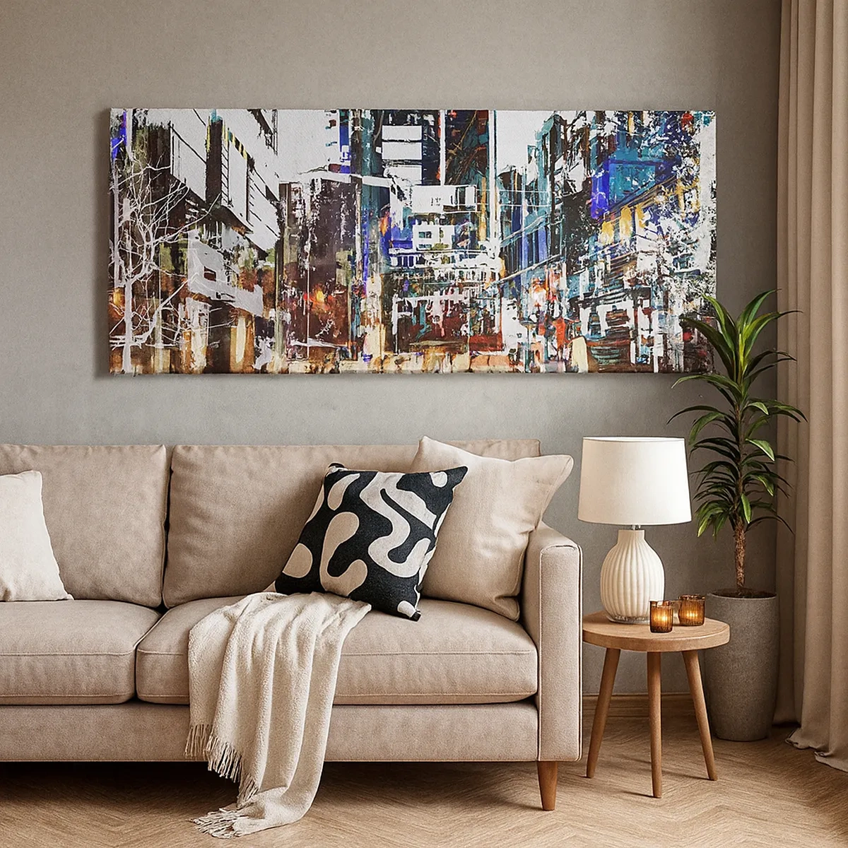 Canvastavla - Bild på duk - Blinkande stad - 30x30 cm