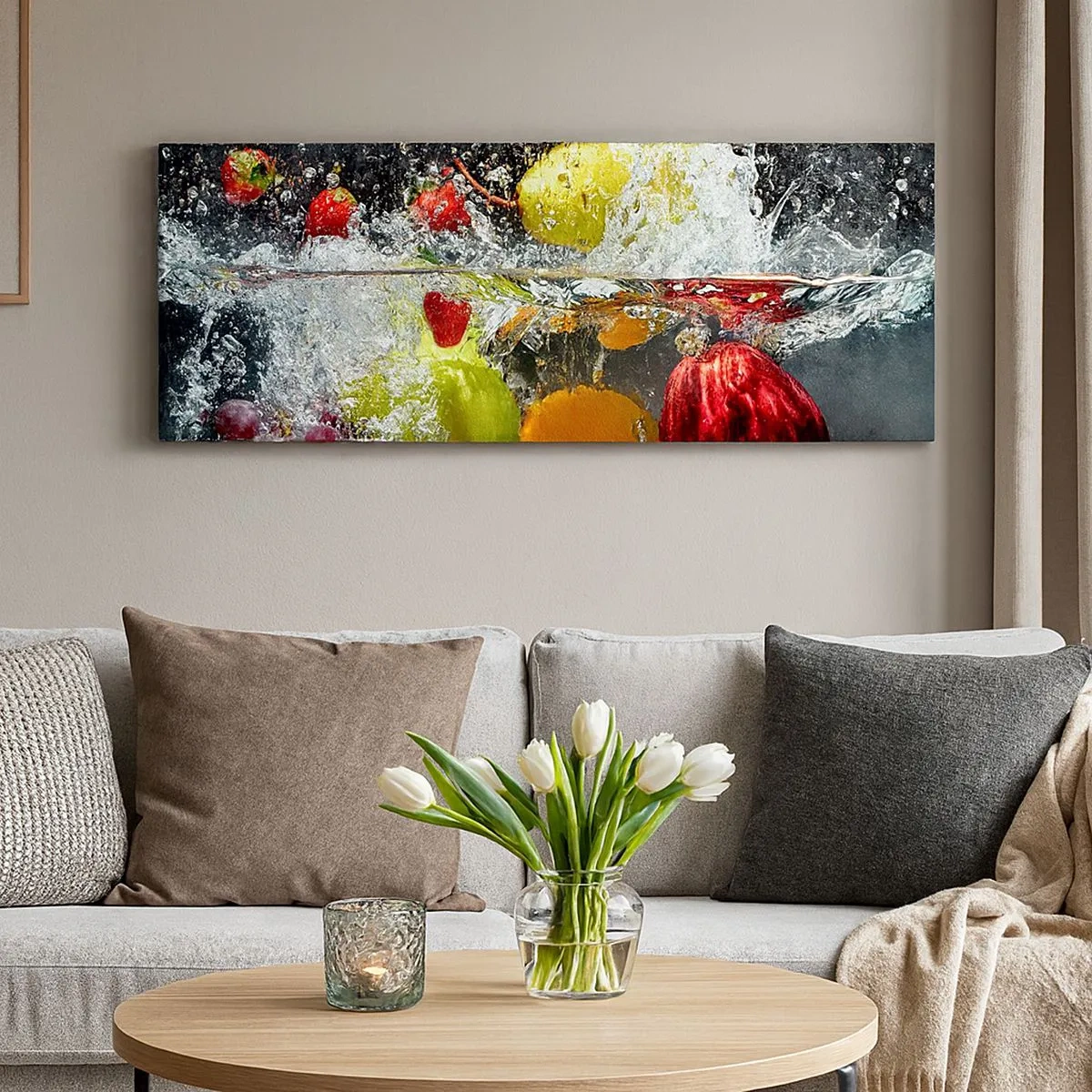 Canvastavla - Bild på duk - Uppfriskande frukt - 100x40 cm