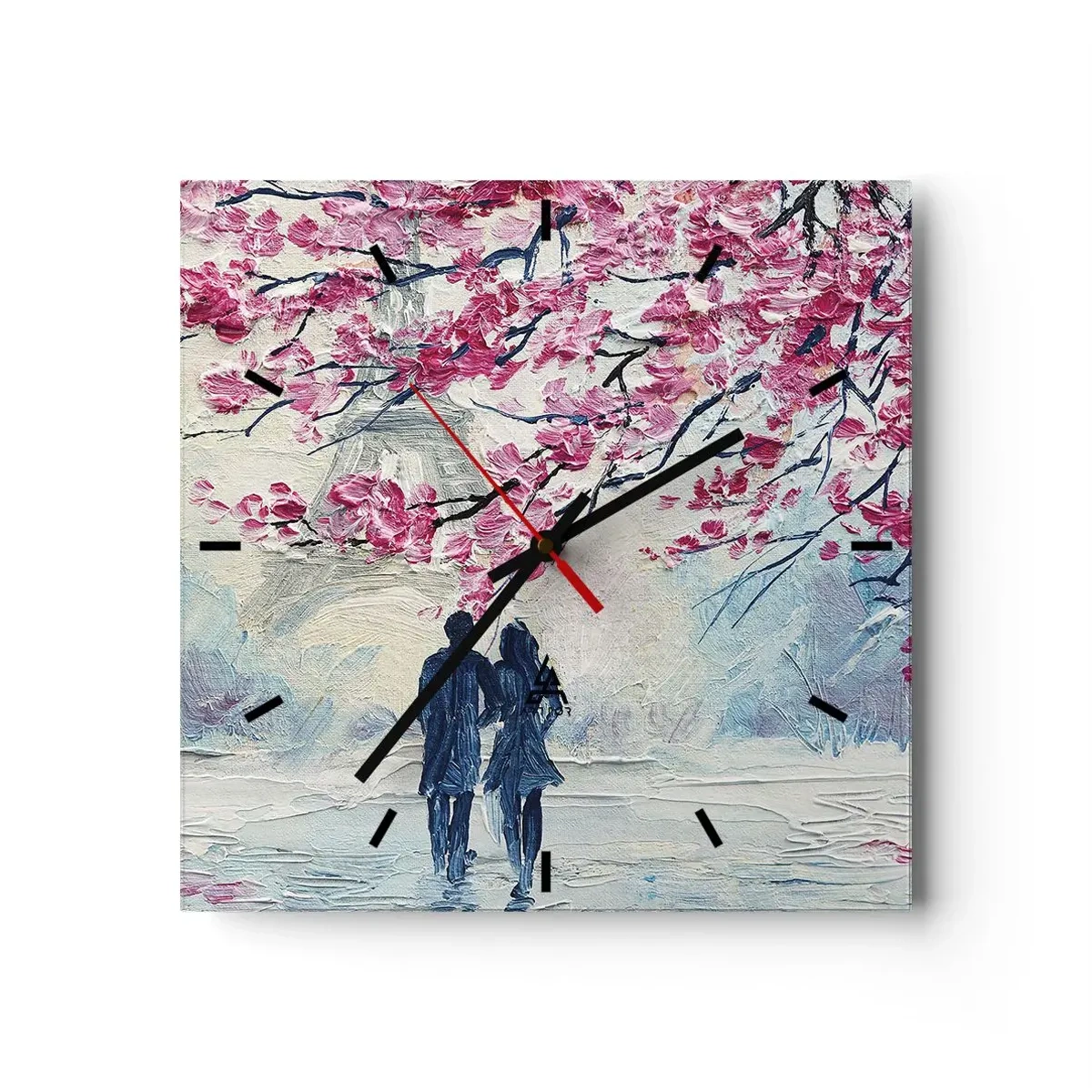 Väggklocka - Klocka på glas - Romantisk promenad - 30x30 cm
