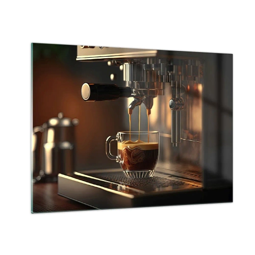 Glastavla - Bild på glas - Espressokaffe i ett glas med skum - 70x50cm - En sensuell blandning - Modern väggdekoration för vardagsrum och sovrum ARTTOR