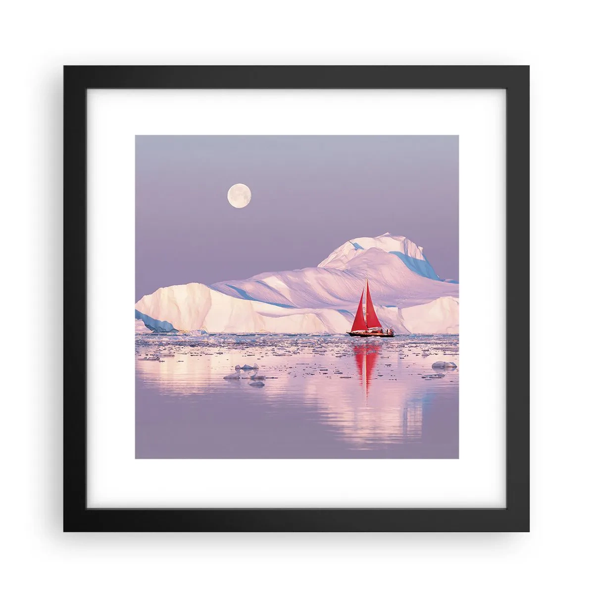 Affisch i svart ram - Seglens glöd, isens kyla - 30x30 cm