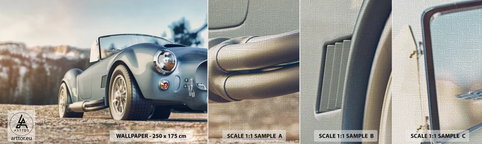 Provbit av fototapet Premium Canvas - Det är stilen som räknas - Bil, Cabriolet, Resa - 100x30 cm