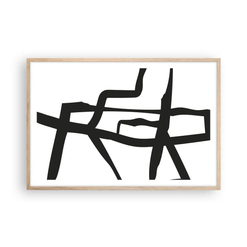 Affisch i ram av ljusek - Svartvit konstruktion - 91x61 cm
