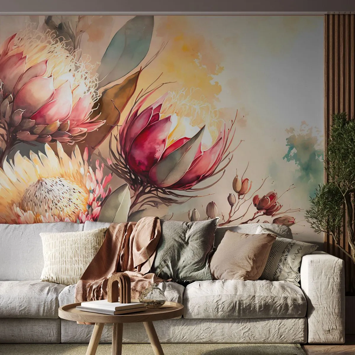 Fototapet Standard Eco - Från profil och en face - Blommor, Art déco, Botanik - 350x256 cm