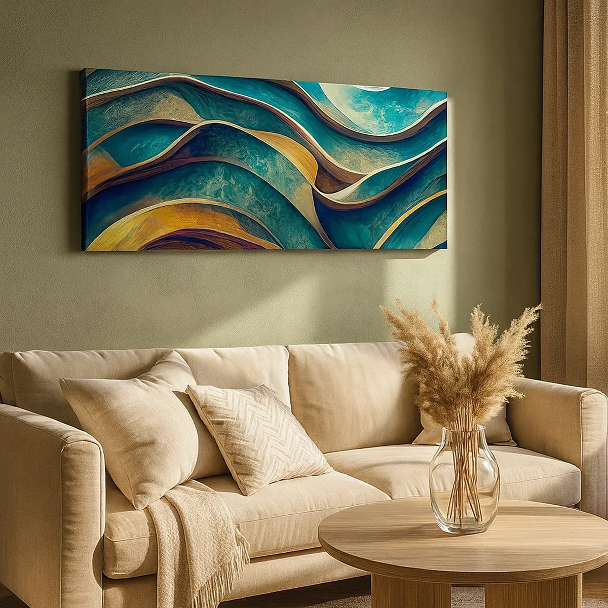 Canvastavla - Bild på duk - Meandrar av blått - 30x30 cm