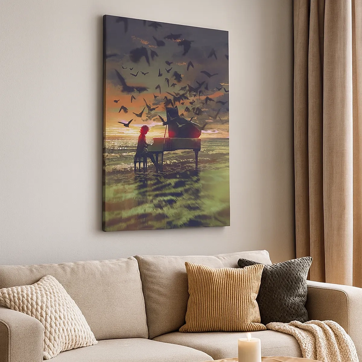 Canvastavla - Bild på duk - Konsert för piano och vågor - 50x70 cm