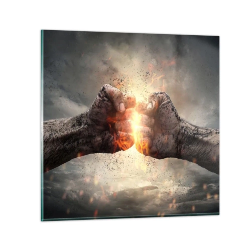 Glastavla - Bild på glas - Stå upp och kämpa - 70x70 cm