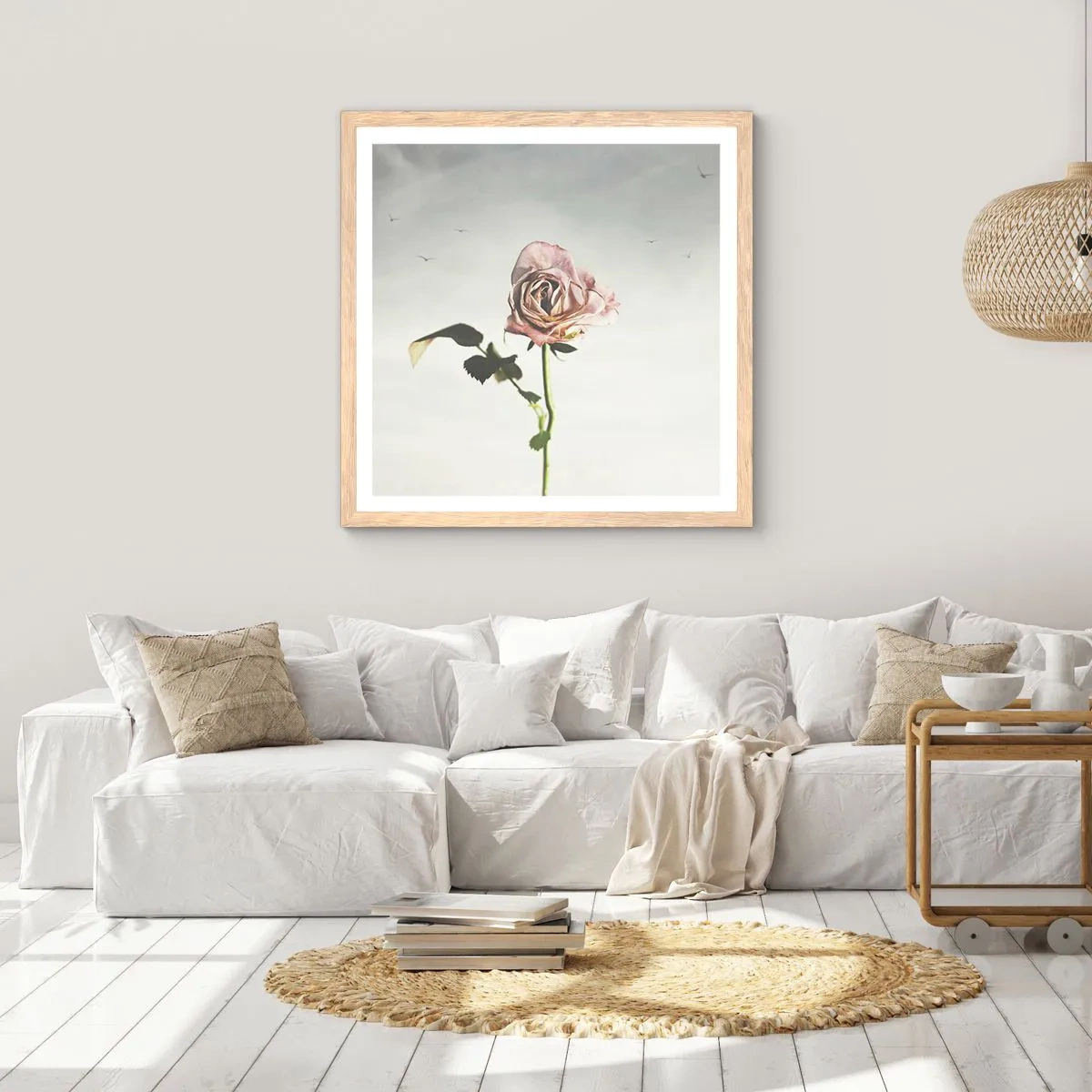 Affisch i ram av ljusek - Vårens välkomst - 60x60 cm