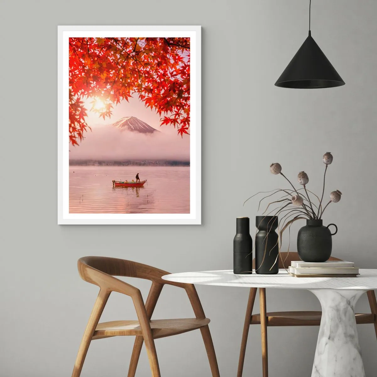 Affisch i vit ram - I japansk stämning - 70x100 cm