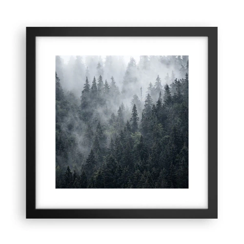 Affisch i svart ram - Gryning i skogen - 30x30 cm
