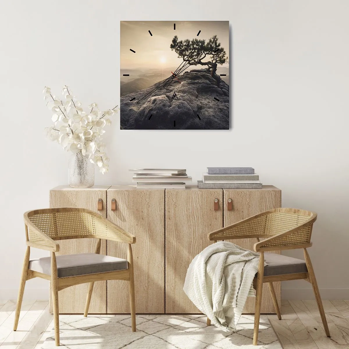 Väggklocka - Klocka på glas - Livet vinner alltid - 40x40 cm