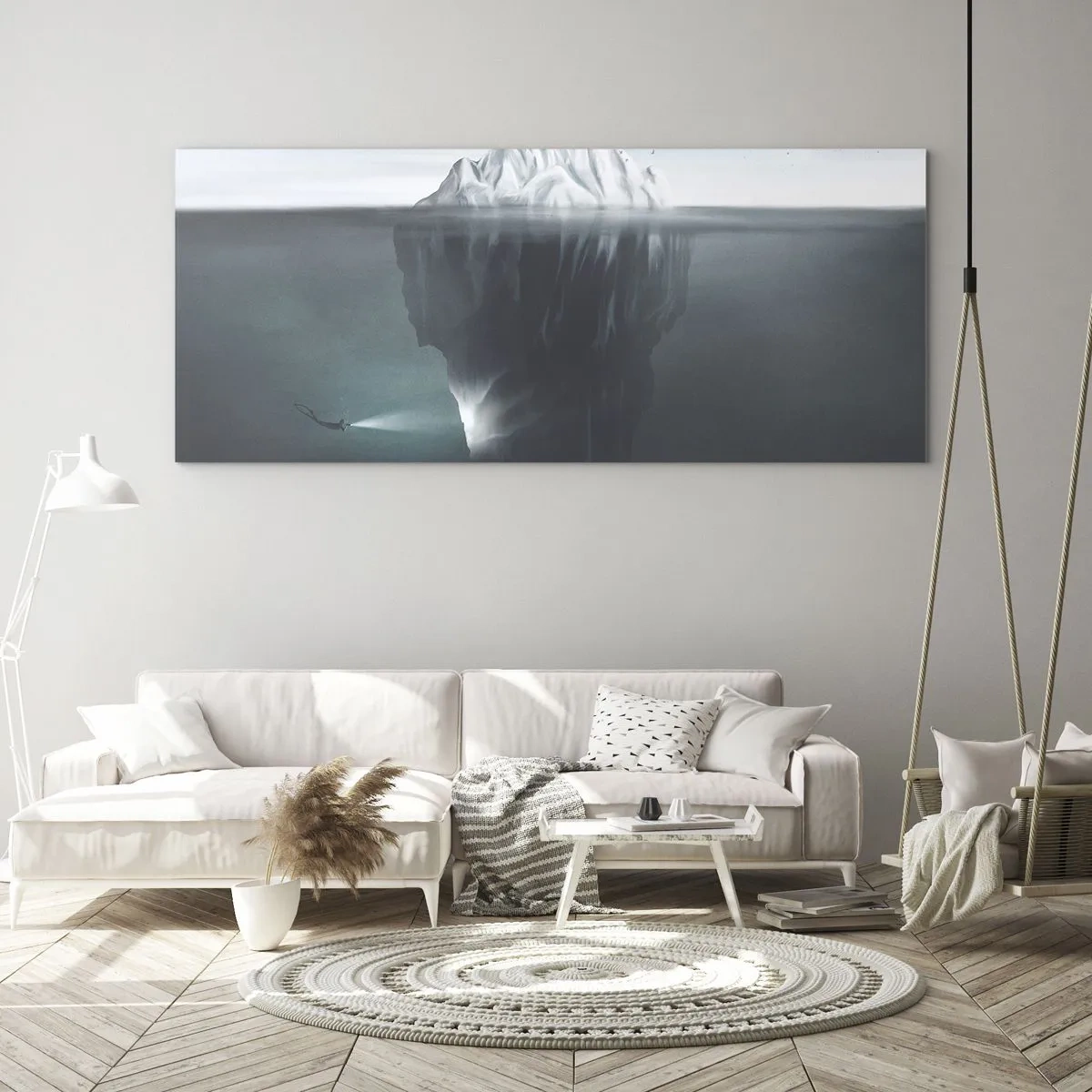 Glastavla - Bild på glas - Undervattensmysterium - 100x40 cm