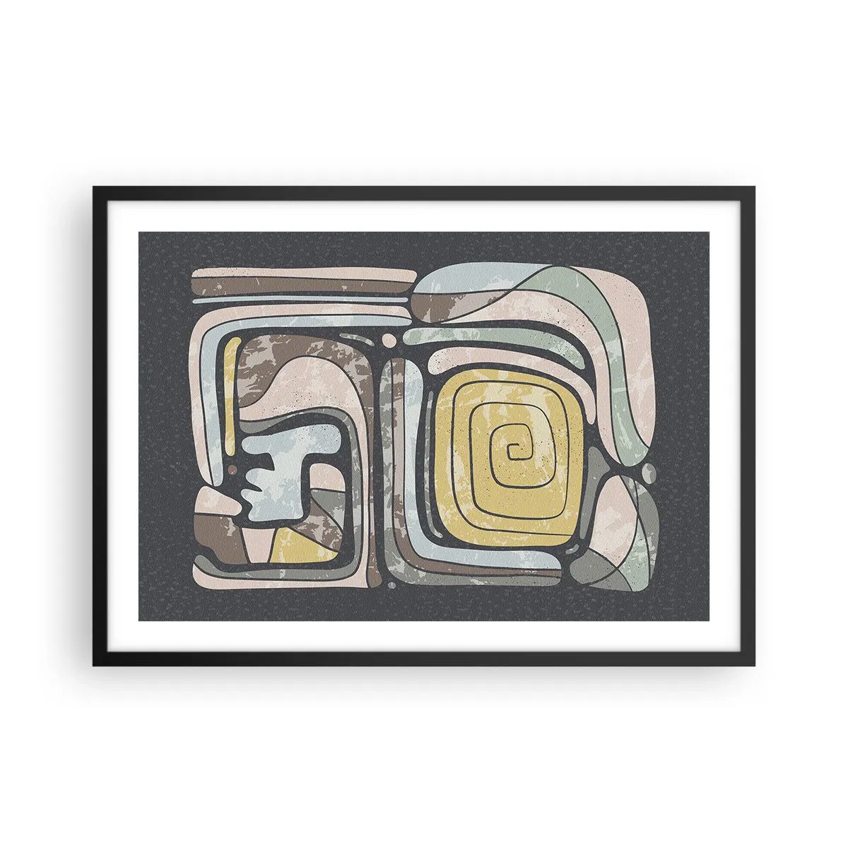Affisch i svart ram - Abstraktion i en förcolumbiansk anda - 70x50 cm