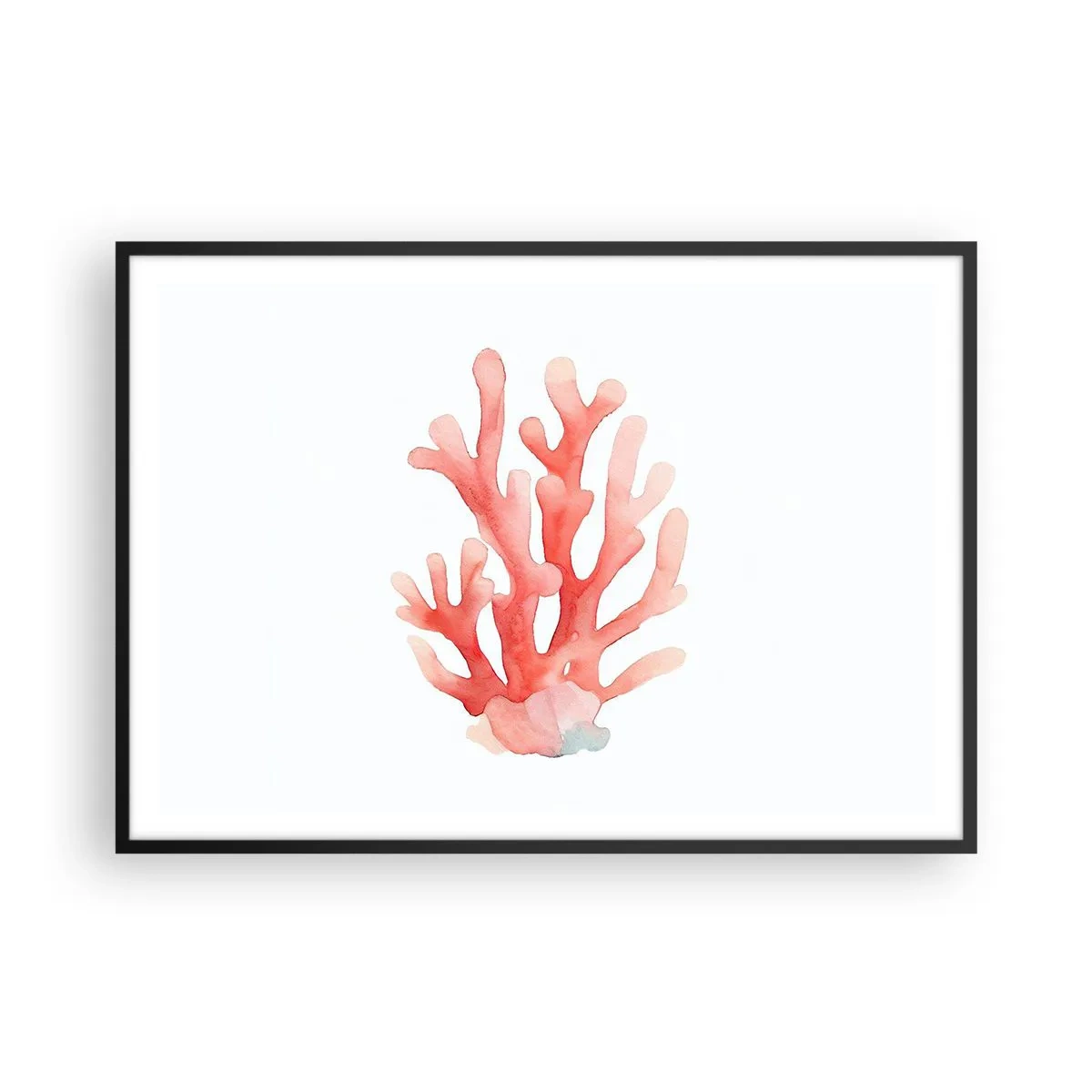 Affisch i svart ram - Korallfärgad korall - 100x70 cm