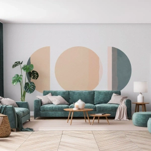 Fototapet Standard Eco - En minimalistisk geometrisk komposition i pastellfärger. - 100x70cm - Hjul efter hjul - Modern väggdekoration för vardagsrum och sovrum ARTTOR