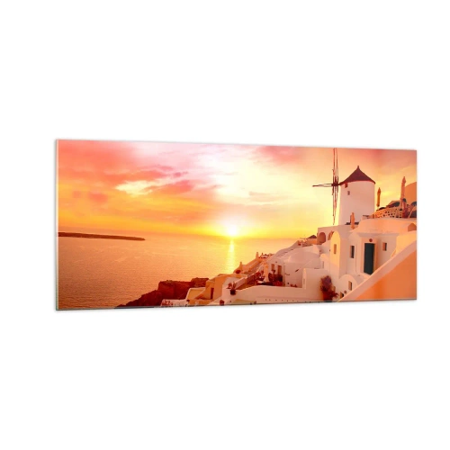 Glastavla - Bild på glas - Smälta sig in i vitt och guld - 100x40 cm