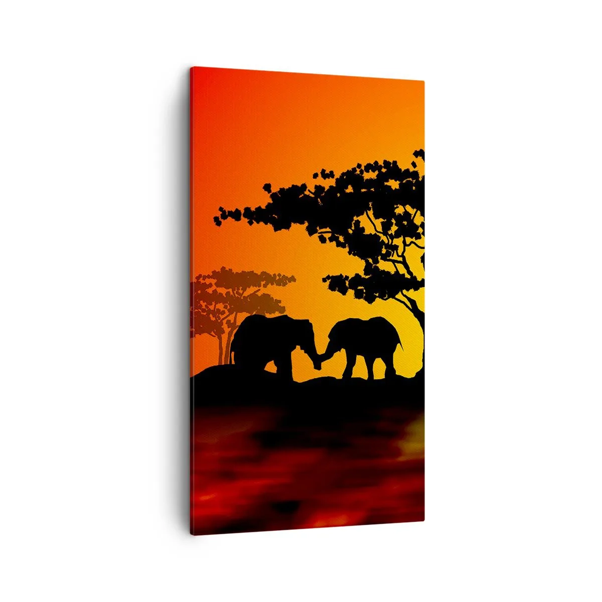 Canvastavla - Bild på duk - Ett möte ute i savannen - 45x80 cm