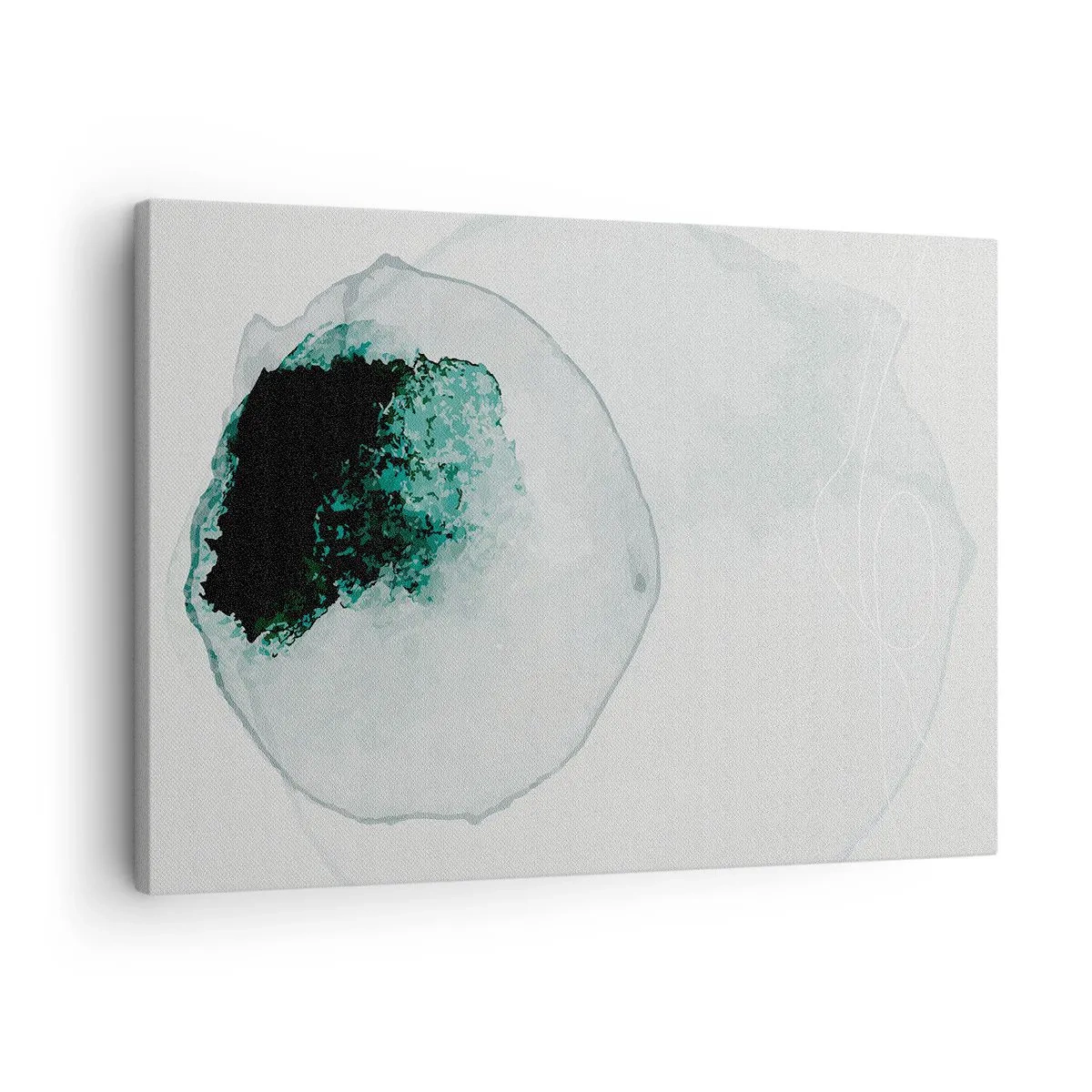 Canvastavla - Bild på duk - Abstrakt vattendroppe med nyanser av grönt och svart - 70x50cm - I en droppe vatten - Modern väggdekoration för vardagsrum och sovrum ARTTOR