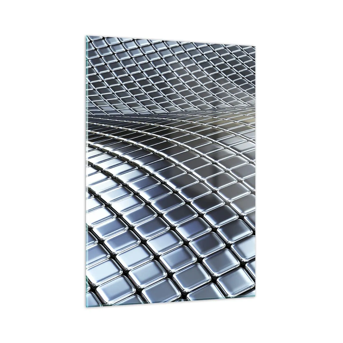 Glastavla - Bild på glas - Metallisk silver våg - 50x70 cm