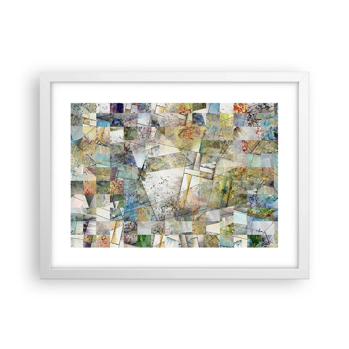 Affisch i vit ram - Geometrisk omblandning - 40x30 cm