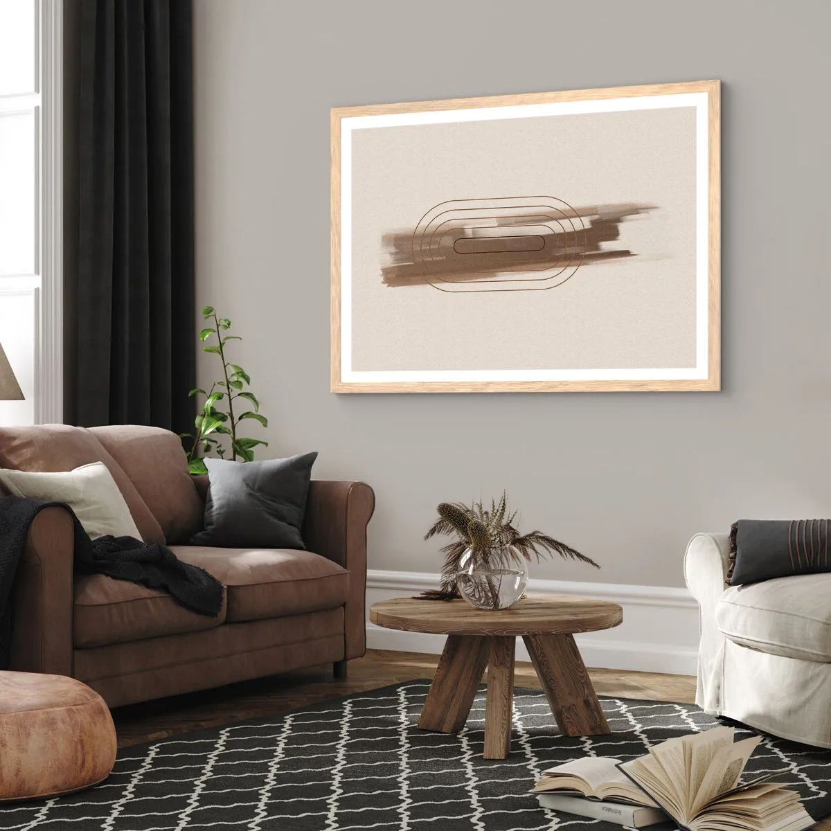 Affisch i ram av ljusek - Grå blåst - 70x50 cm