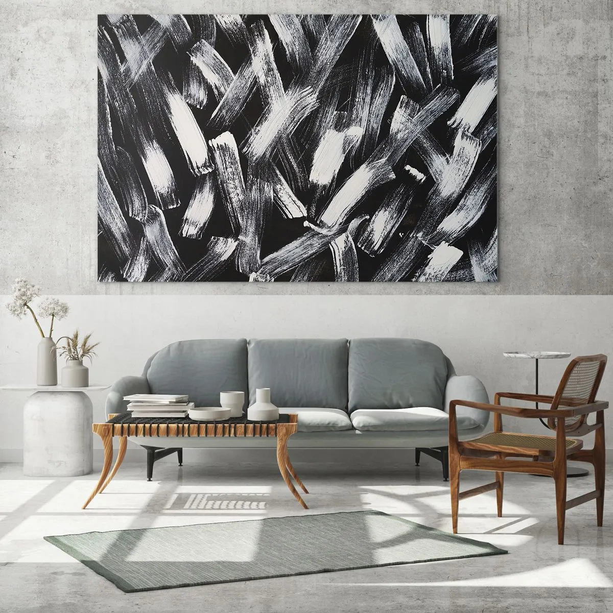 Glastavla - Bild på glas - Abstraktion i industriell anda - 100x70 cm