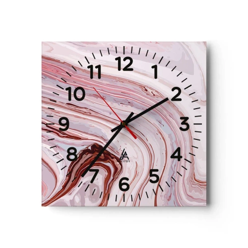 Väggklocka - Klocka på glas - Rakt fram, sedan neråt åt höger - 30x30 cm