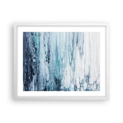 Affisch i vit ram - Blåa istappar - 50x40 cm