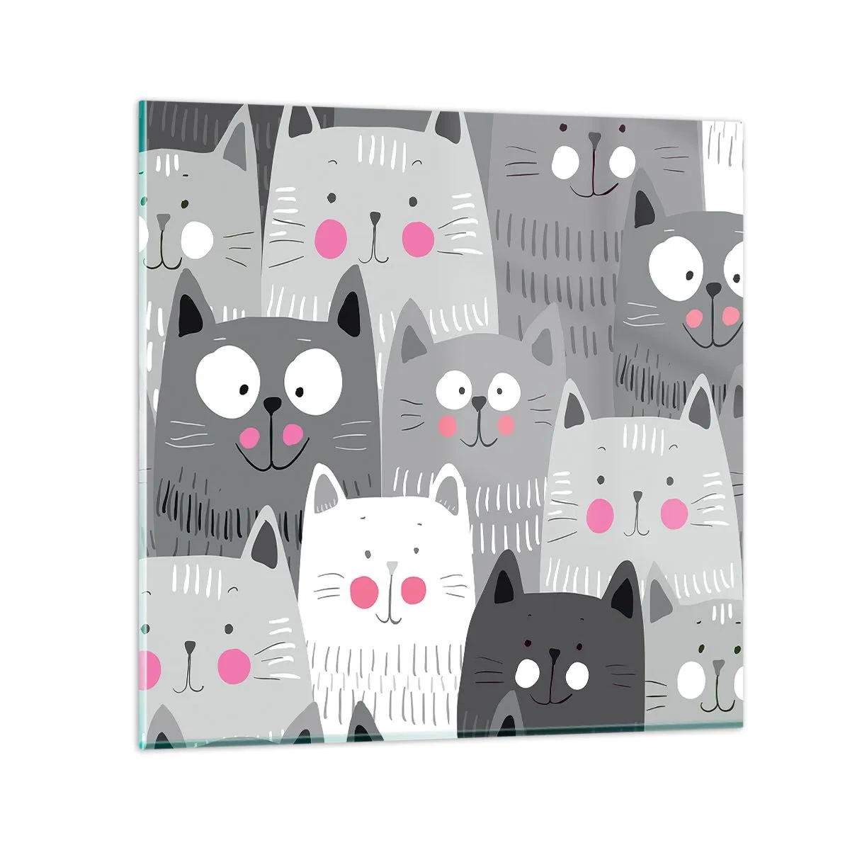 Glastavla - Bild på glas - Katternas värld - 40x40 cm