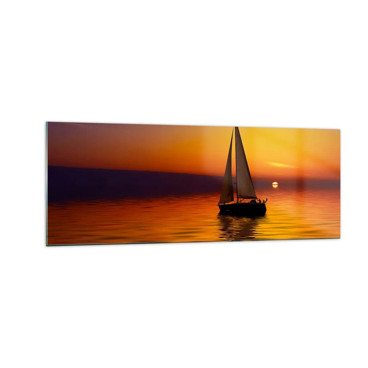 Glastavla - Bild på glas - Så tyst i skymningen... - 140x50 cm