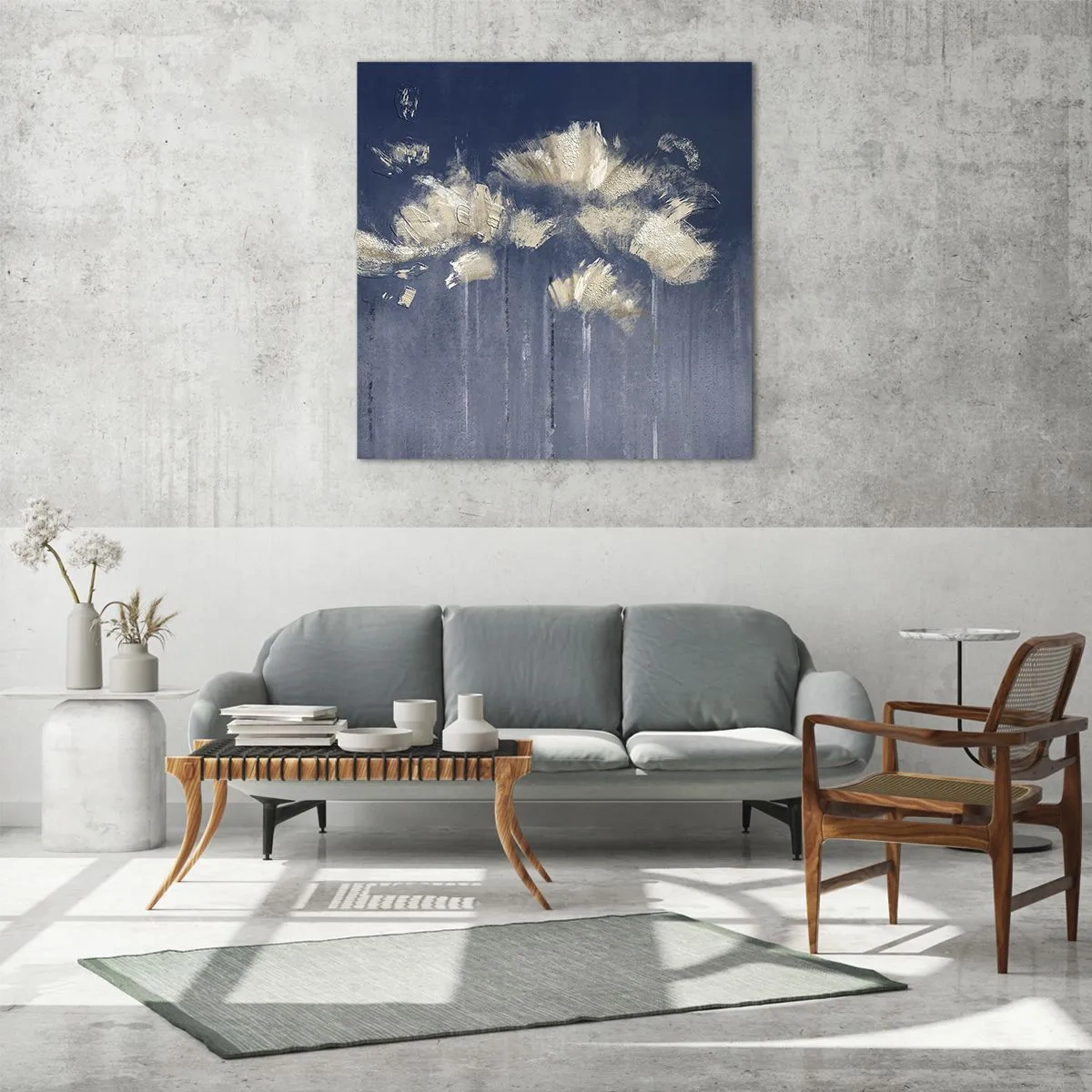 Glastavla - Bild på glas - Som kronblad i vinden - 40x40 cm