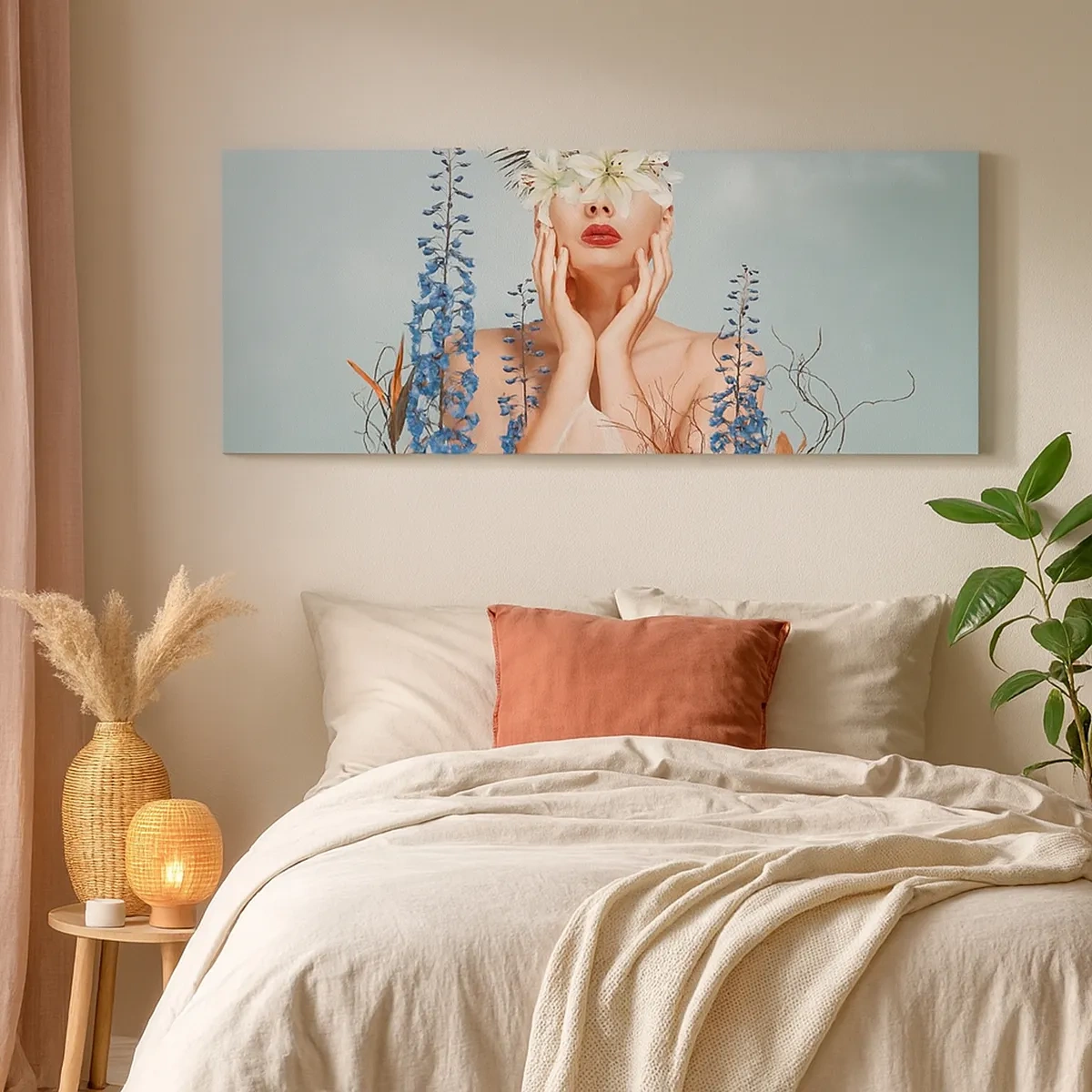 Canvastavla - Bild på duk - Kvinna - blomma - 30x30 cm