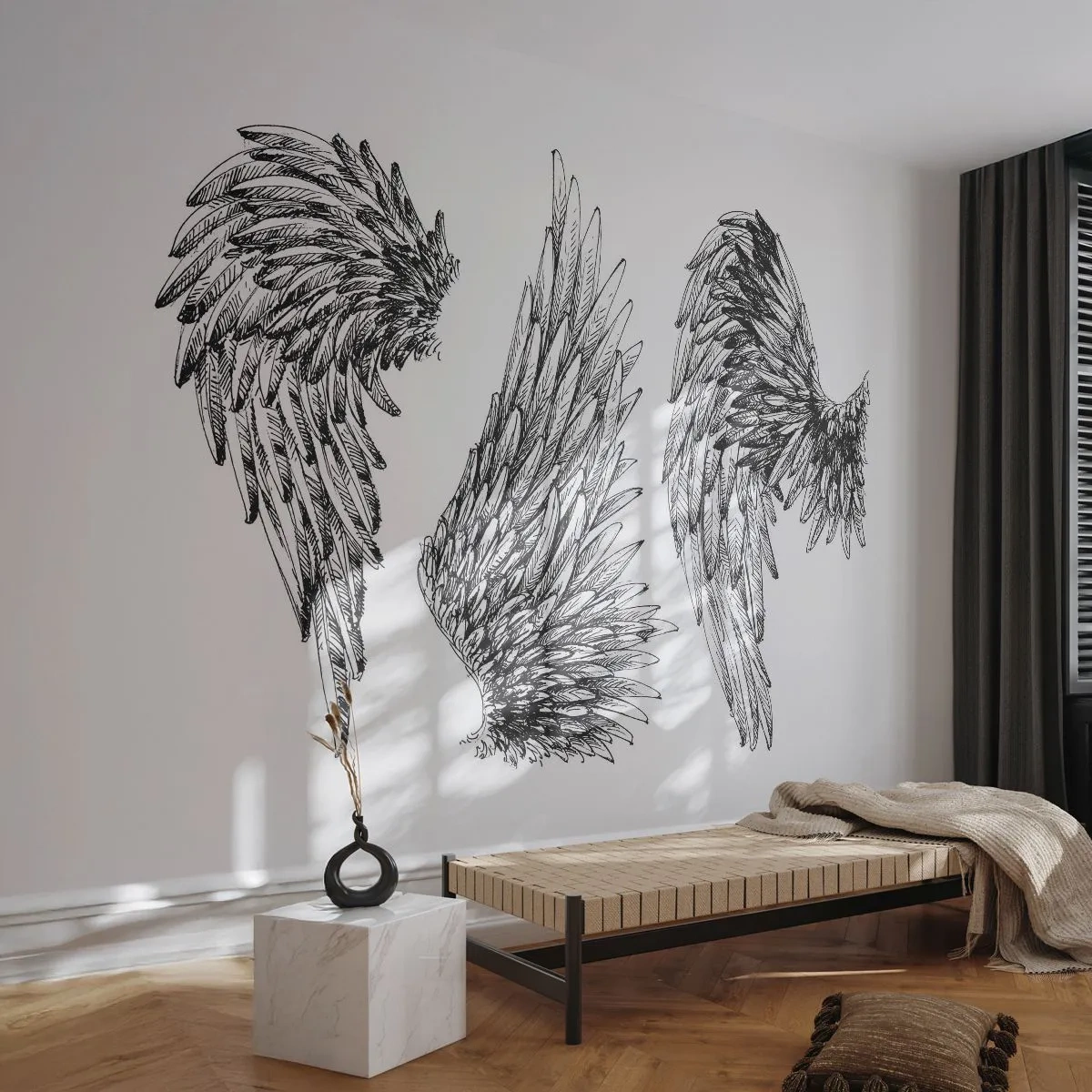 Självhäftande Fototapet Deluxe Sticker - Du kan också bli ängel - Fågel fjäder, Vingar, Grafik - 250x175 cm