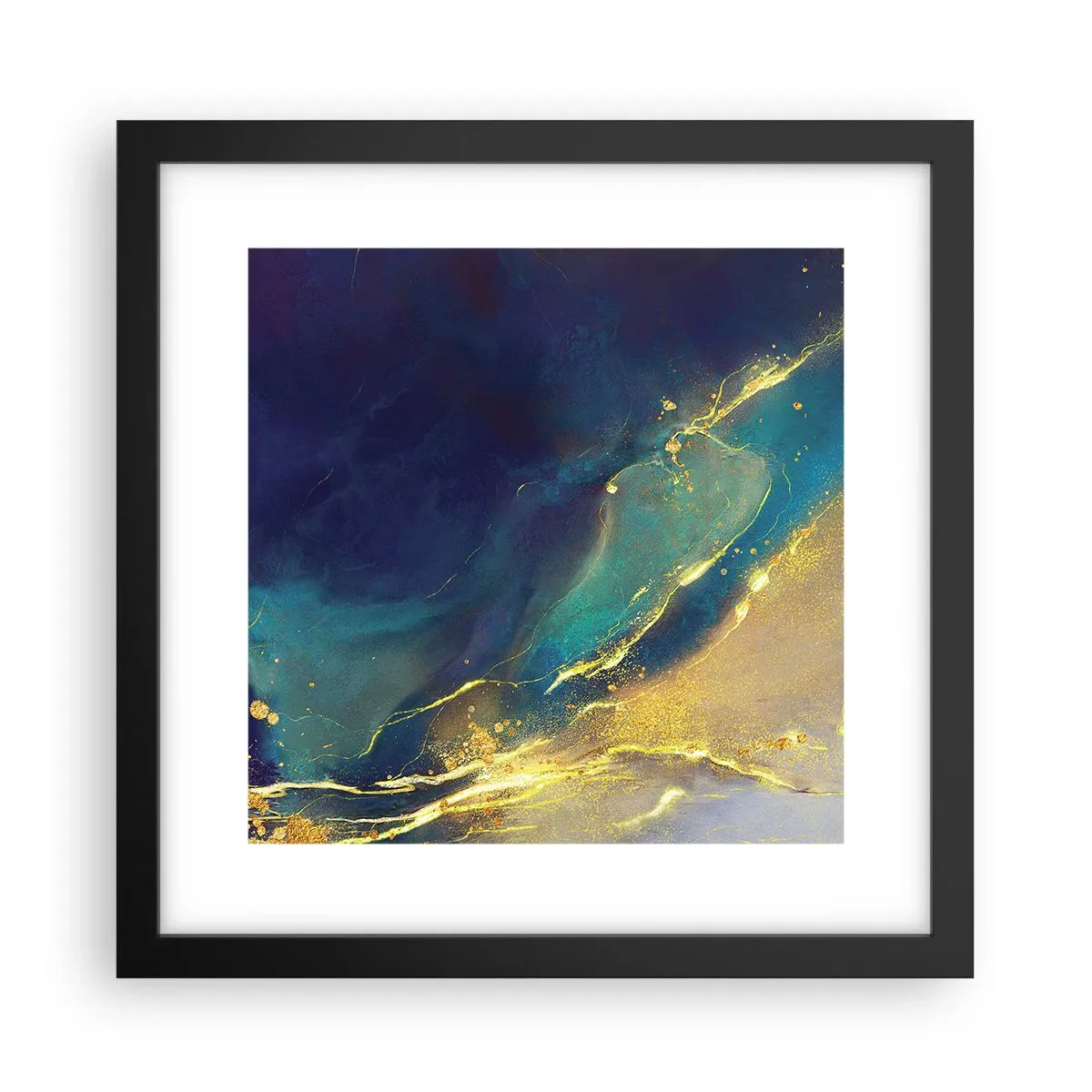 Affisch i svart ram - Utspillt guld - 30x30 cm