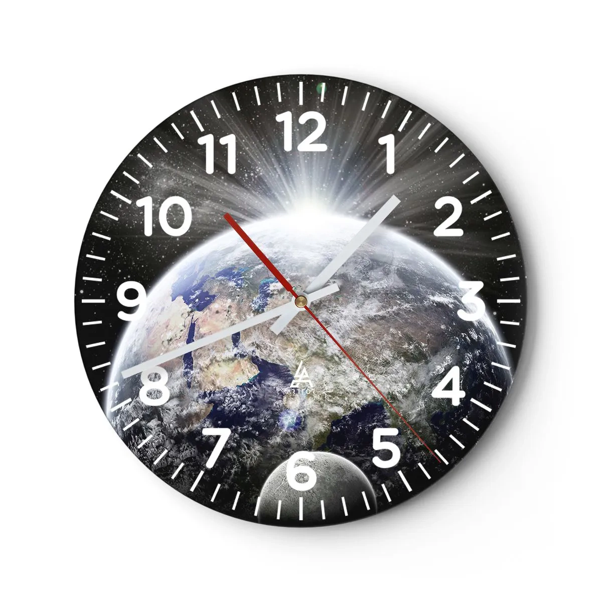 Väggklocka - Klocka på glas - I fullt sken - 30x30 cm