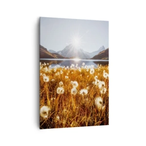 Canvastavla - Bild på duk - Bergets hårdhet, gräsets mjukhet - 70x100 cm