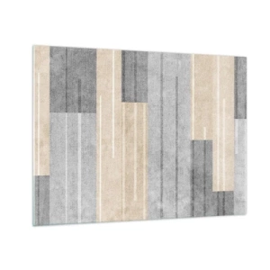 Glastavla - Bild på glas - Geometriska ränder i nyanser av grått och beige - 70x50cm - Komposition: allt i lod - Modern väggdekoration för vardagsrum och sovrum ARTTOR