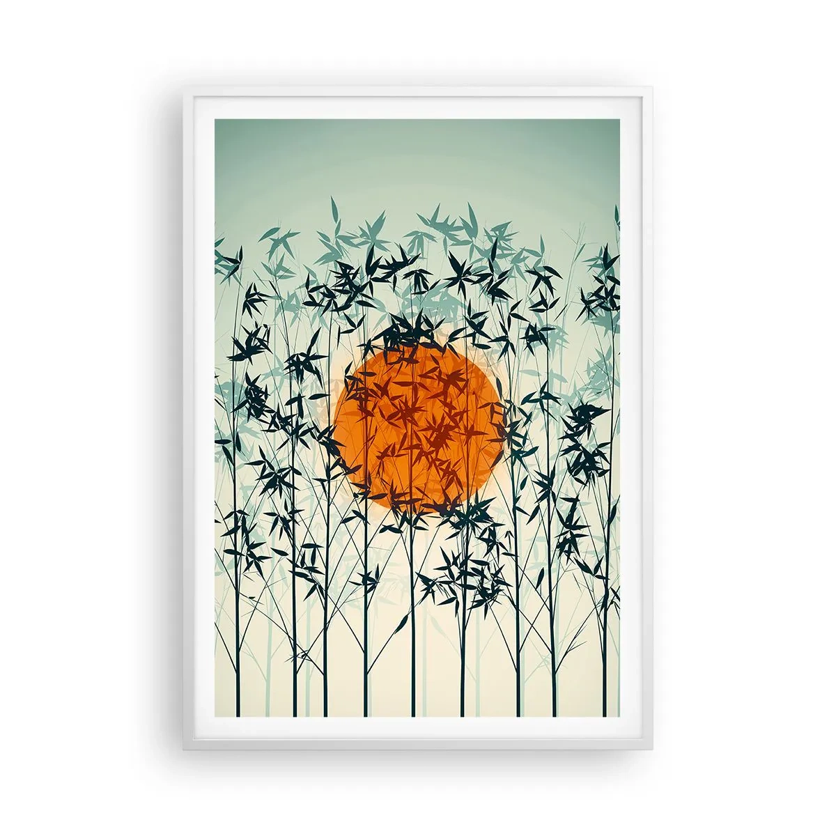 Affisch i vit ram - Japansk sol - 70x100 cm