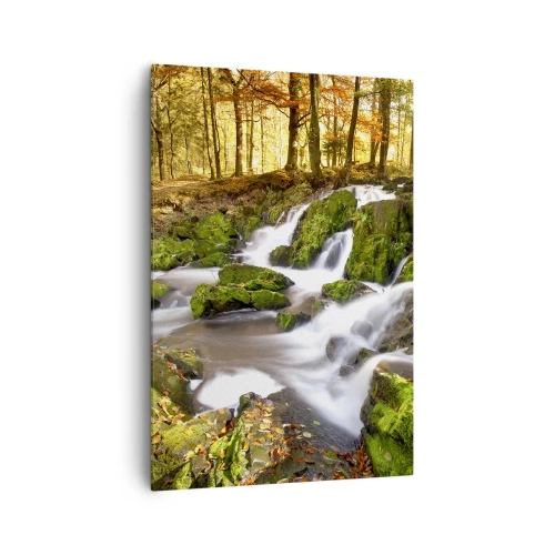 Canvastavla - Bild på duk - Kvickt genom höstskogen - 70x100 cm