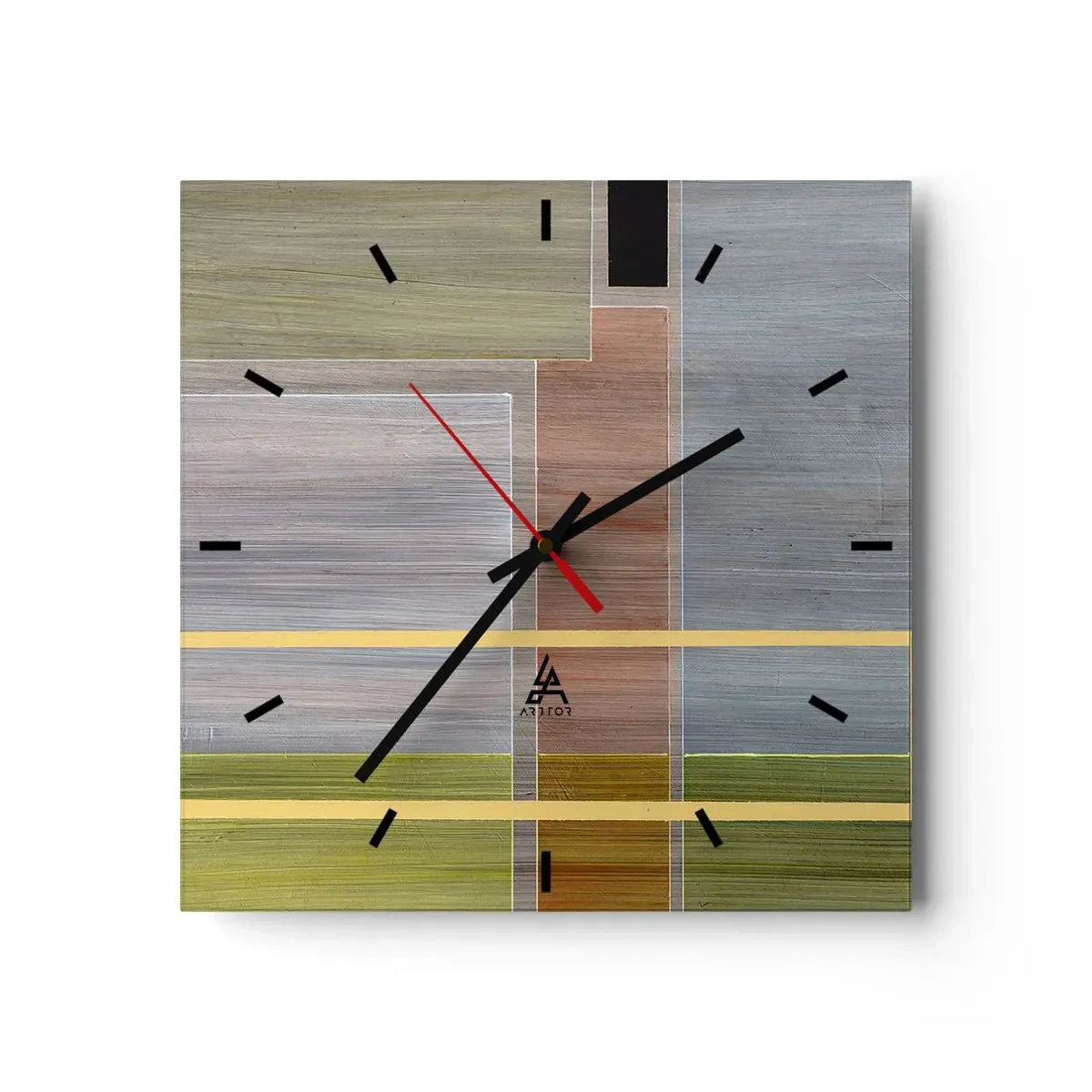 Väggklocka - Klocka på glas - Rakt och lugnt - 40x40 cm