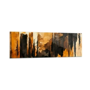 Glastavla - Bild på glas - Harmoni av svart och guld - 160x50 cm