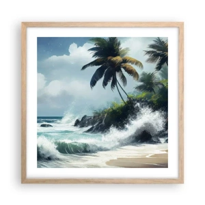 Affisch i ram av ljusek - På en tropisk strand - 50x50 cm