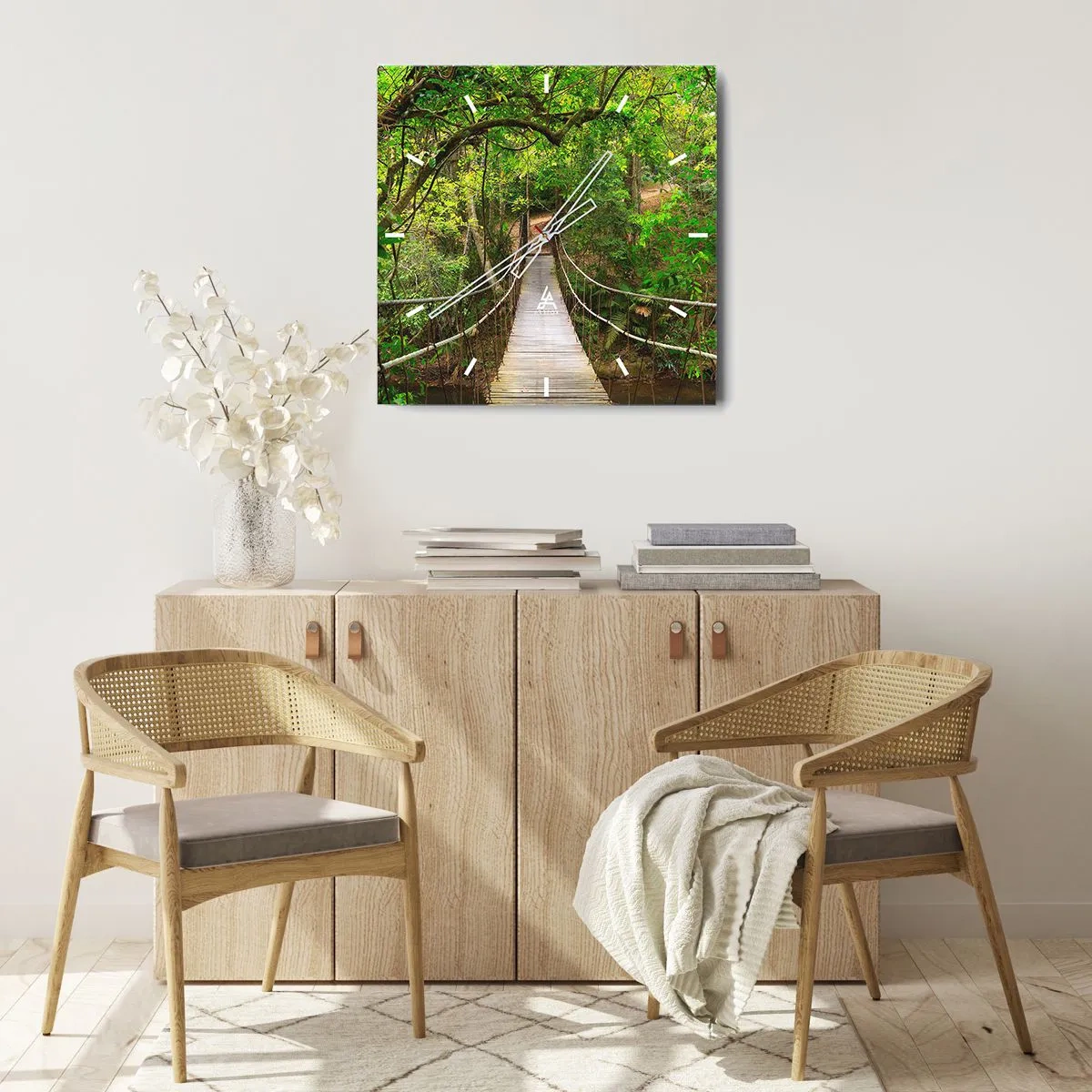 Väggklocka - Klocka på glas - Ty trädgården är full av klätterväxter - 40x40 cm