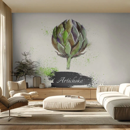Fototapet Standard Eco - Eviva grönsaker! - Kronärtskocka, Kök, Vattenfärg - 400x280 cm