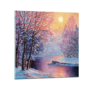 Glastavla - Bild på glas - Vinterns färger - 30x30 cm